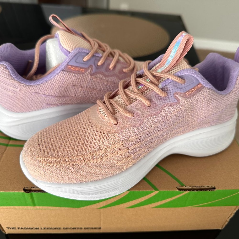 Women's Lightweight Sports Running Shoes, Color-block Pastel Casual Sneakers